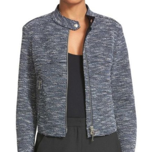 THEORY Navy Bavewick Branson Moto Jacket - SMALL - Picture 1 of 13